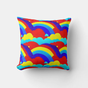 Farbenfrohe Regenbogenwolken Kindermuster Kissen