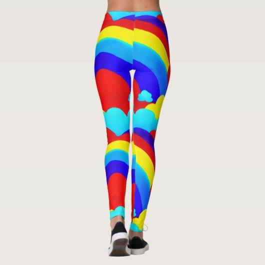 Farbenfrohe Regenbogenwolken Kindermuster Leggings (Rückseite)