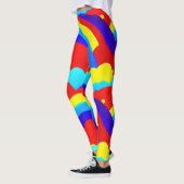 Farbenfrohe Regenbogenwolken Kindermuster Leggings (Links)