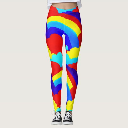 Farbenfrohe Regenbogenwolken Kindermuster Leggings (Vorderseite)