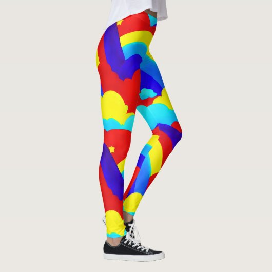 Farbenfrohe Regenbogenwolken Kindermuster Leggings (Rechts)