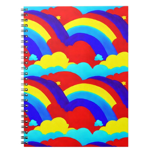 Farbenfrohe Regenbogenwolken Kindermuster Notizblock (Vorderseite)