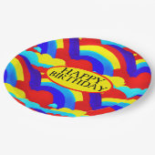 Farbenfrohe Regenbogenwolken Kindermuster Pappteller (Schrägansicht)