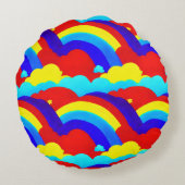 Farbenfrohe Regenbogenwolken Kindermuster Rundes Kissen (Rückseite)
