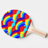 Farbenfrohe Regenbogenwolken Kindermuster Tischtennis Schläger (Seitenansicht)