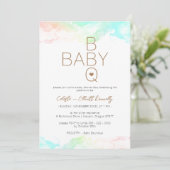 Farbenfrohe Regenbogenwolken Weiße GRILLEN Kinderd Einladung (Stehend Vorderseite)