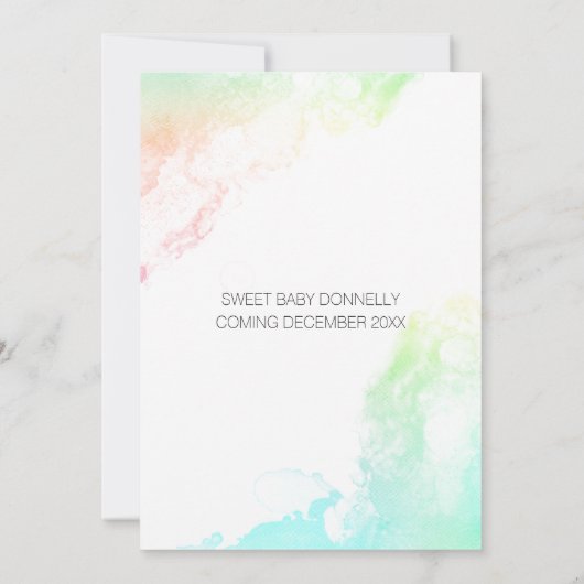 Farbenfrohe Regenbogenwolken Weiße GRILLEN Kinderd Einladung (Rückseite)