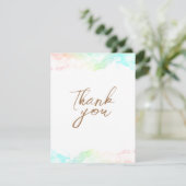 Farbenfrohe Regenbogenwolken White Baby Dusche Dankeskarte (Stehend Vorderseite)