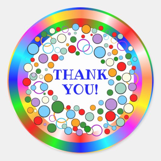 Farbenfrohe Regenbogenzirkel Danke Runder Aufkleber (Vorderseite)
