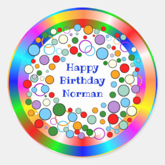 Farbenfrohe Regenbogenzirkel Geburtstag Runder Aufkleber