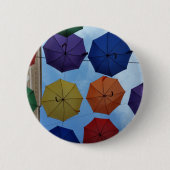 Farbenfrohe Regenschirme Button (Vorderseite)
