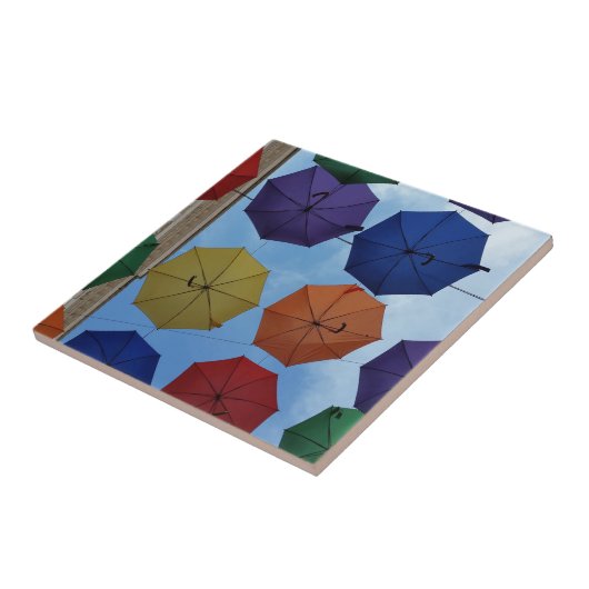 Farbenfrohe Regenschirme Fliese (Seite)