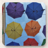 Farbenfrohe Regenschirme Getränkeuntersetzer (Vorderseite)