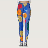 Farbenfrohe Regenschirme in himmelblau-orange rot Leggings (Vorderseite)