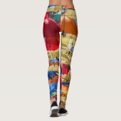 Farbenfrohe Regenschirme in himmelblau-orange rot Leggings (Rückseite)