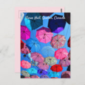 Farbenfrohe Regenschirme in Vieux Hull Québec Postkarte (Vorne/Hinten)