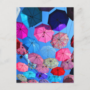 Farbenfrohe Regenschirme in Vieux Hull Québec Postkarte