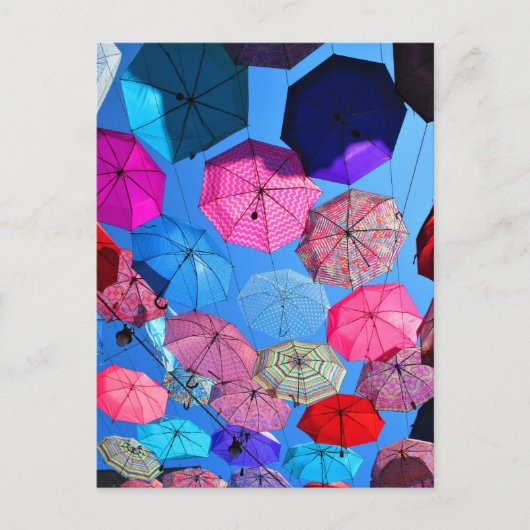 Farbenfrohe Regenschirme in Vieux Hull Québec Postkarte (Vorderseite)