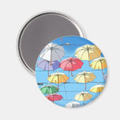 Farbenfrohe Regenschirme Magnet (Vorderseite/Rückseite)