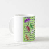 Farbenfrohe Regenschirme mit Notenhintergrund Kaffeetasse (Vorderseite Links)