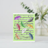 Farbenfrohe Regenschirme mit Notenhintergrund Postkarte (Stehend Vorderseite)