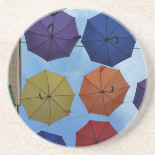 Farbenfrohe Regenschirme Sandstein Untersetzer