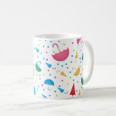 Farbenfrohe Regenschirme und Konfetti-Muster Kaffeetasse (VorderseiteRechts)