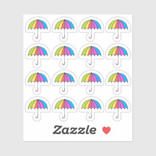 Farbenfrohe Regenschirmspur Dekorationsplaner Aufkleber (Blatt)