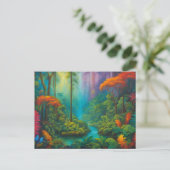 Farbenfrohe Regenwaldlandschaft Postkarte (Stehend Vorderseite)