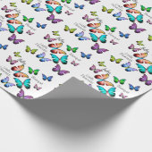 Farbenfrohe Reiche Morpho Blauer Regenbogen Schmet Geschenkpapier (Ecke)