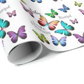 Farbenfrohe Reiche Morpho Blauer Regenbogen Schmet Geschenkpapier (Rolleneckpunkt)