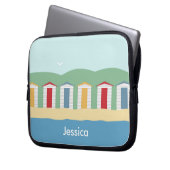 Farbenfrohe Reihe von Beach Huts Sommer Personalis Laptopschutzhülle (Vorderseite Links)