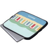 Farbenfrohe Reihe von Beach Huts Sommer Personalis Laptopschutzhülle (Vorne Knopf)