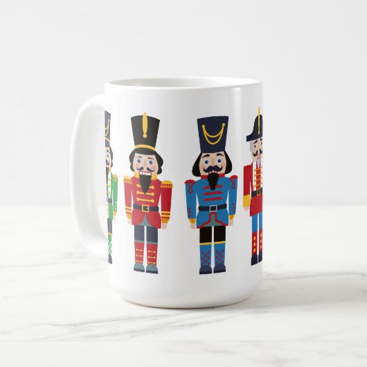 Farbenfrohe Reihe von mehrfarbigen Nutcrackern Kaffeetasse (Vorderseite Links)