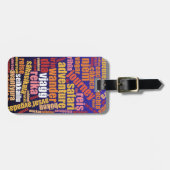 Farbenfrohe Reise in vielen Sprachen Word Cloud Gepäckanhänger (Vorderseite horizontal)