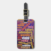 Farbenfrohe Reise in vielen Sprachen Word Cloud Gepäckanhänger (Vorderseite vertikal)