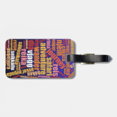 Farbenfrohe Reise in vielen Sprachen Word Cloud Gepäckanhänger (Rückseite horizontal)