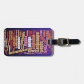 Farbenfrohe Reise in vielen Sprachen Word Cloud Gepäckanhänger (Vorderseite horizontal)