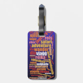 Farbenfrohe Reise in vielen Sprachen Word Cloud Gepäckanhänger (Rückseite vertikal)