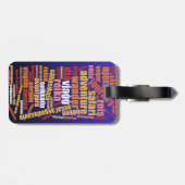 Farbenfrohe Reise in vielen Sprachen Word Cloud Gepäckanhänger (Rückseite horizontal)