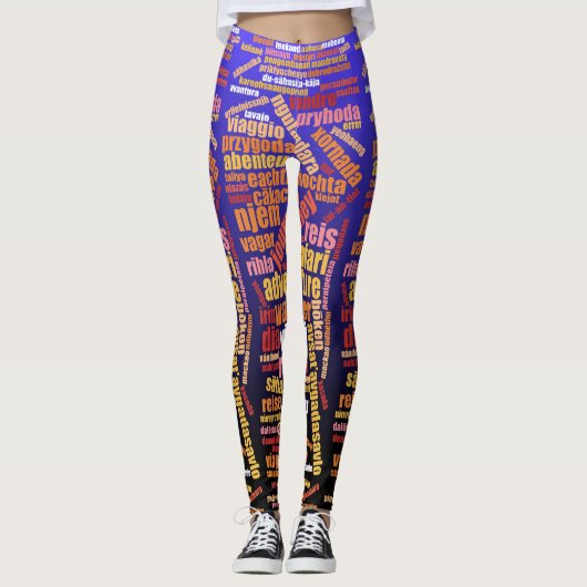 Farbenfrohe Reise in vielen Sprachen Word Cloud Leggings (Vorderseite)