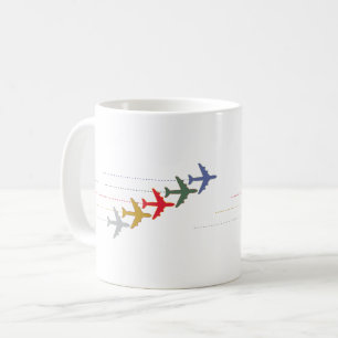 Farbenfrohe Reiseflugzeuge Kaffeetasse