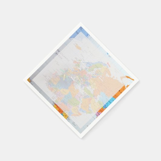 Farbenfrohe Reisekarte Serviette (Ecke)