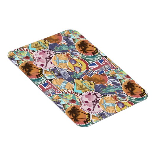 Farbenfrohe Reisetafelmuster Magnet (Rechte Seite)