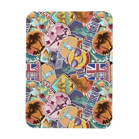 Farbenfrohe Reisetafelmuster Magnet (Vertikal)