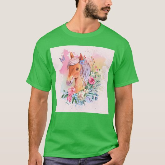 Farbenfrohe Reitdesign T-Shirt (Vorderseite)