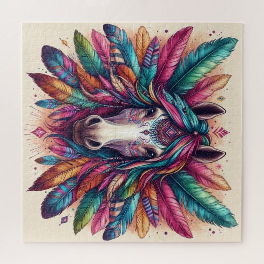 Farbenfrohe Reitpuzzle Puzzle (Horizontal)