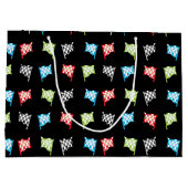 Farbenfrohe Rennflaggen auf der Black Birthday Par Große Geschenktüte (Rückseite)