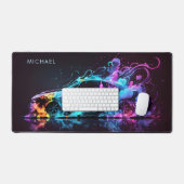 Farbenfrohe Rennwagen Moderner Personalisierter Na Schreibtischunterlage (Tastatur & Maus)