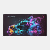 Farbenfrohe Rennwagen Moderner Personalisierter Na Schreibtischunterlage (Vorderseite)